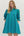 Striped 3/4 Puff Sleeve Dress- Green/Blue