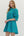 Striped 3/4 Puff Sleeve Dress- Green/Blue
