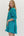 Striped 3/4 Puff Sleeve Dress- Green/Blue