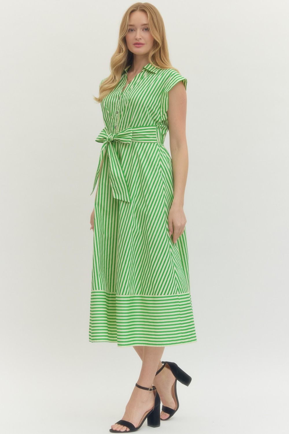 entro green stripe dress Varsity Stripe Dress main image 1