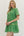 Botanical Stripe Print Dress- Green
