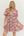 Floral Print Puff Sleeve Dress- Red