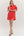 Solid Puff Sleeve Dress- Red