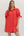 Solid Puff Sleeve Dress- Red