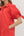 Solid Puff Sleeve Dress- Red