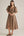 Solid Puff Sleeve V-Neck Dress- Mocha