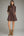 Solid Puff Sleeve Ruffle Dress- Brown