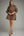 Solid ¾ Balloon Sleeve Dress- Brown