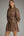 Solid ¾ Balloon Sleeve Dress- Brown