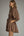 Solid ¾ Balloon Sleeve Dress- Brown