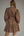 Solid ¾ Balloon Sleeve Dress- Brown