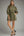Solid ¾ Balloon Sleeve Dress- Army