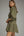 Solid ¾ Balloon Sleeve Dress- Army