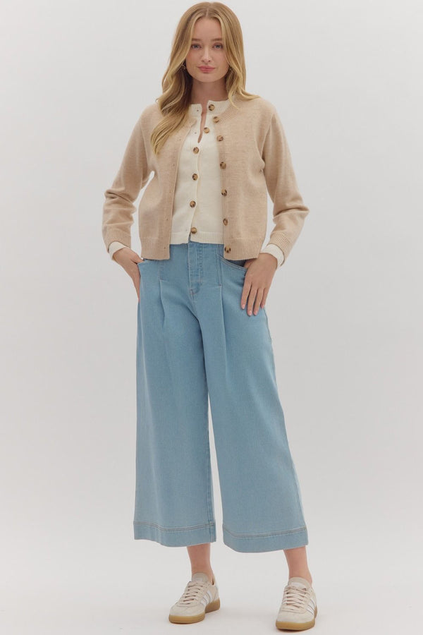 Solid Knit Cardigan- Oatmeal