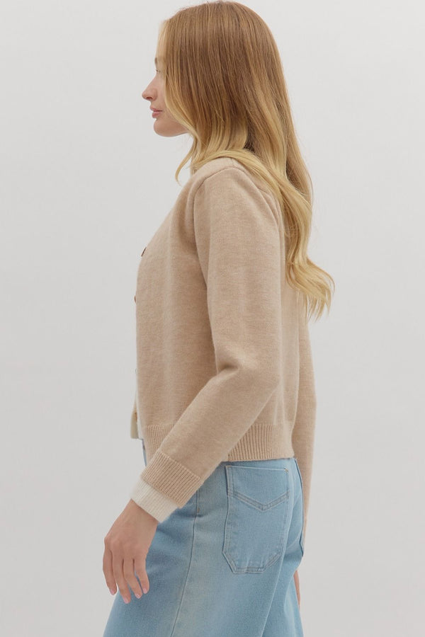 Solid Knit Cardigan- Oatmeal