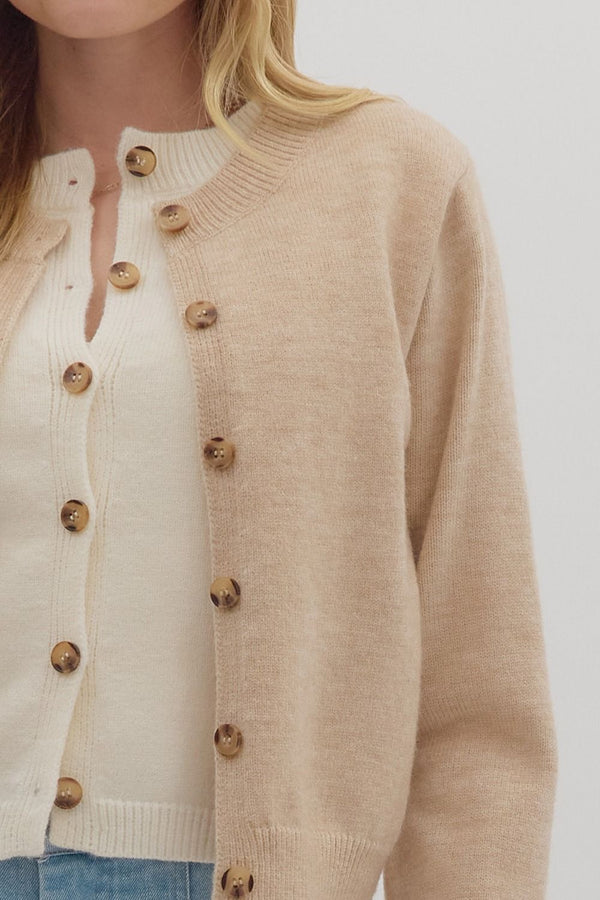 Solid Knit Cardigan- Oatmeal
