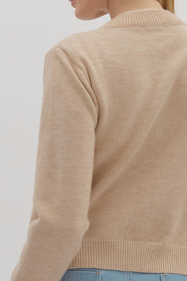 Solid Knit Cardigan- Oatmeal