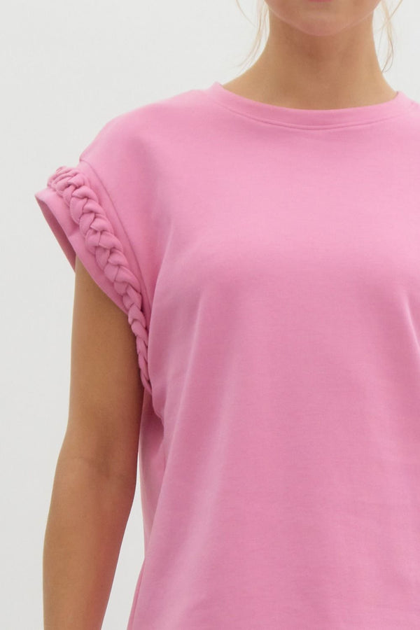 Braided Cuff Top- Pink