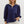 Contrast Ruffle Neck Popover Top- Navy