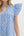 Floral Medallions Ruffle Pullover Top- Blue