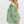 Mixed-Print Ruffle Pullover Top- Apple Green