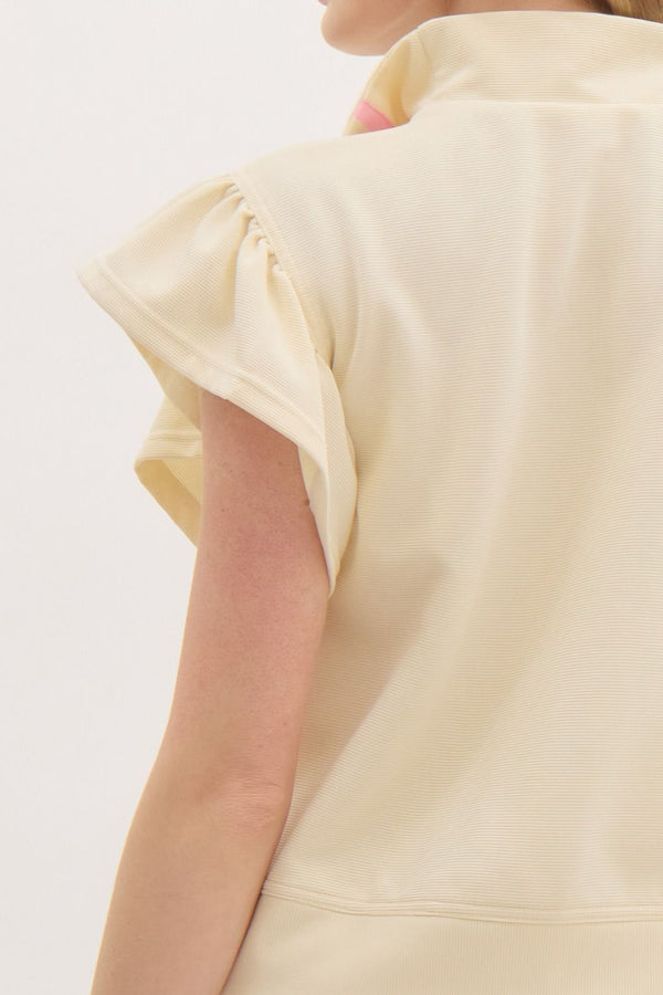 Solid Jersey Knit Flutter Short Set- Vanilla