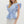 Flutter Sleeve V-Neck Peplum Top- Chambray