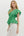 Flutter Sleeve V-Neck Pullover Peplum Top- Green