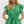 Flutter Sleeve V-Neck Pullover Peplum Top- Green