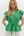 Flutter Sleeve V-Neck Pullover Peplum Top- Green