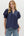 V-Neck Cuff Band Puff Sleeve Top- Navy