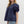 V-Neck Cuff Band Puff Sleeve Top- Navy