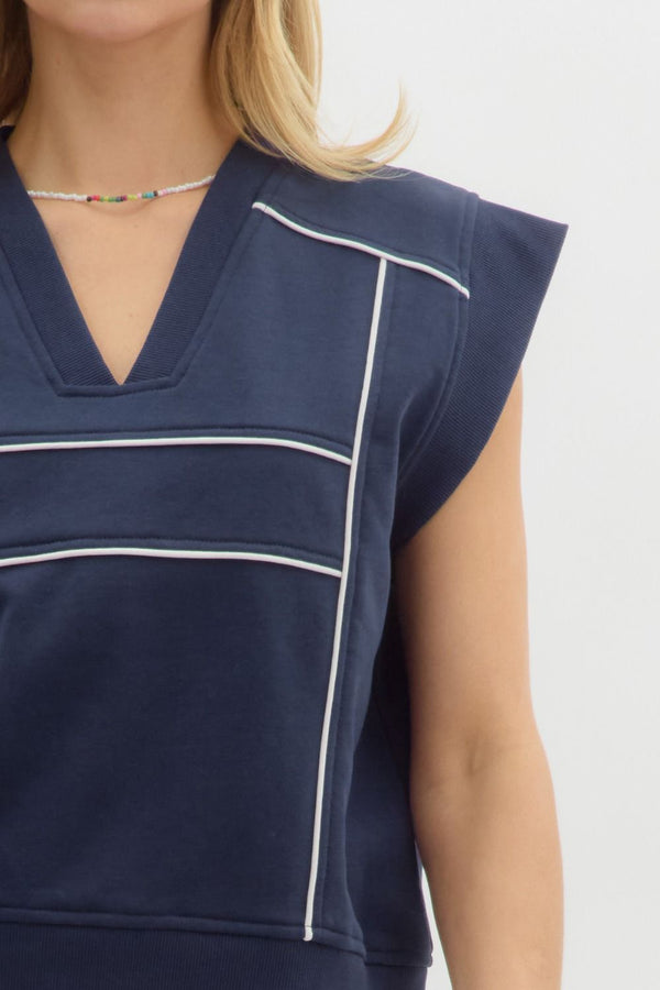 Solid Jersey Knit Short Set- Navy