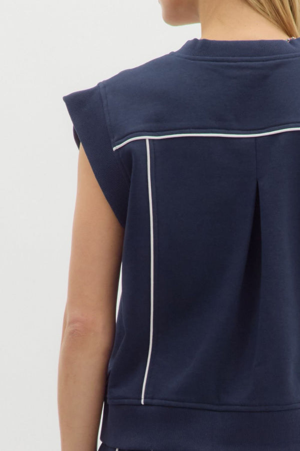 Solid Jersey Knit Short Set- Navy