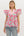Floral Print Tiered Flutter Sleeve Top- Pink