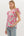 Floral Print Tiered Flutter Sleeve Top- Pink