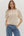Solid Multi-Pattern Sweater Knit Pullover Top- Ecru