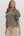 Leopard Pattern Puff Sleeve Half-Zip Top- Taupe