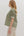 Botanical Print Puff Sleeve Top- Olive
