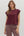 Solid Crew Neck Pullover Top- Merlot