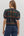 Plaid Puff Sleeve Sweater Knit Top- Navy