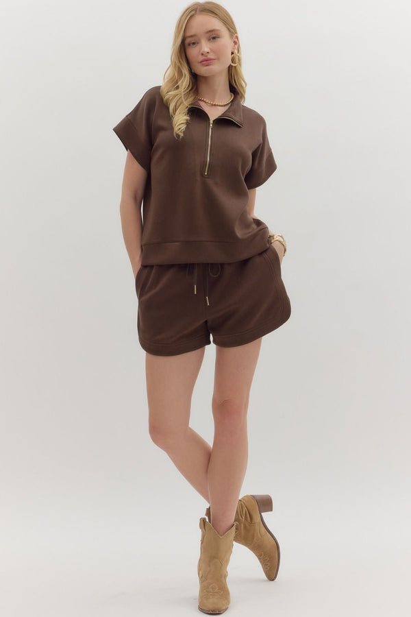 Solid Short Set- Espresso