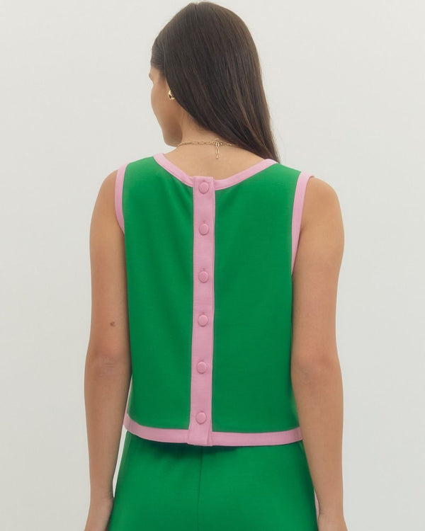 Solid Sleeveless Knit Skort Set- Green