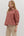Floral Print 3/4 Sleeve Half Zip Top- Rust