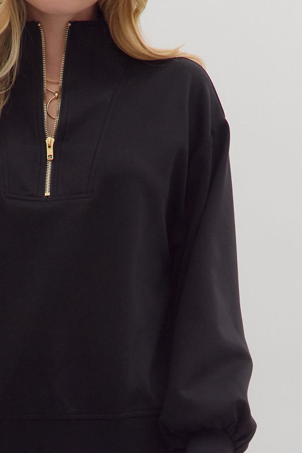 Solid Knit Pants Set- Black