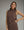 Solid Knit Mock Neck Pants Set- Brown