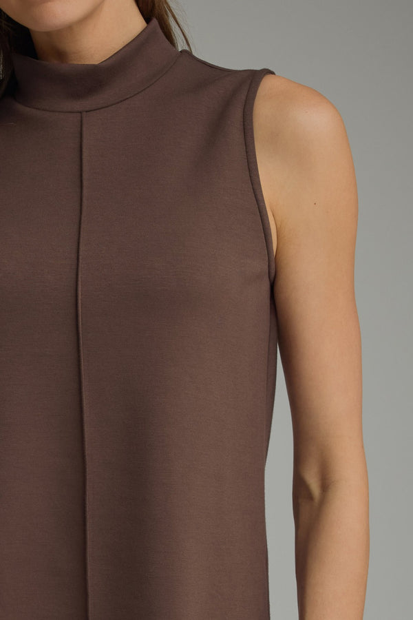 Solid Knit Mock Neck Pants Set- Brown