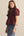 Solid Eyelet Puff Sleeve Top- Burgundy