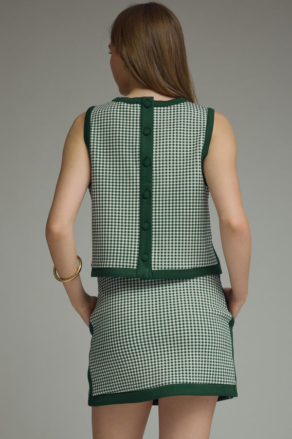 Gingham Skirt Set- H. Green