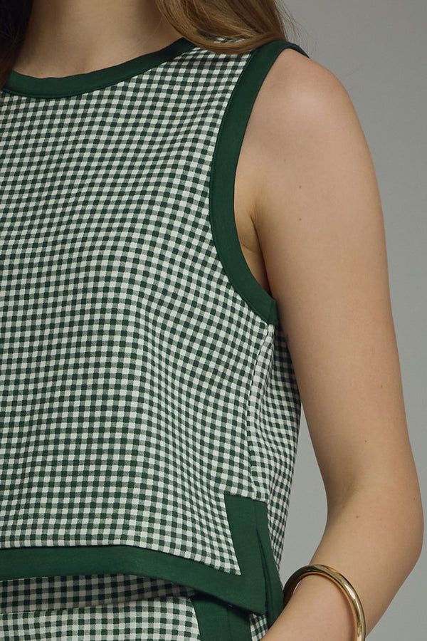 Gingham Skirt Set- H. Green